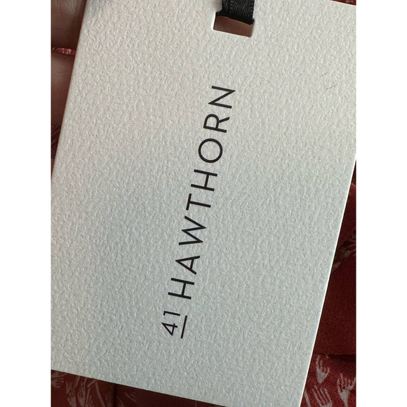 41 Hawthorne Clarita Orange Floral Front Pleat Detail 3/4 Sleeves Blouse size S - Picture 8 of 12